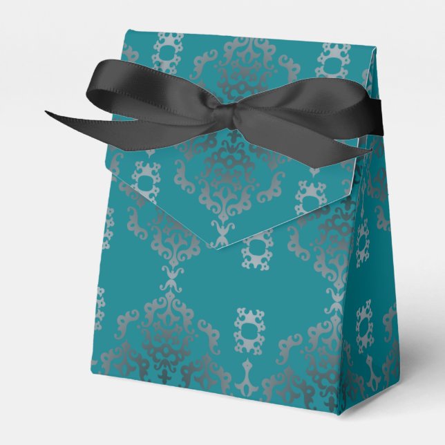 Elegantes Aquamarines Blue Scroll - Gefallen Box Geschenkschachtel (Vorderseite)