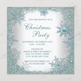 Elegantes Aquamarines Blue Snowflake Weihnachten P Einladung