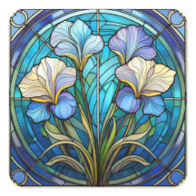 Elegantes Aquamarines Blumenglas im Jugendstil