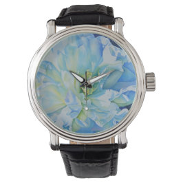 Elegantes aquamarines Blumenwasser Armbanduhr