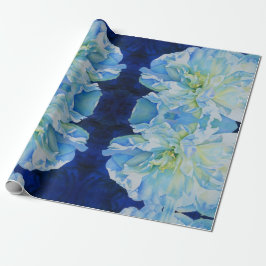 Elegantes aquamarines Blumenwasser Geschenkpapier