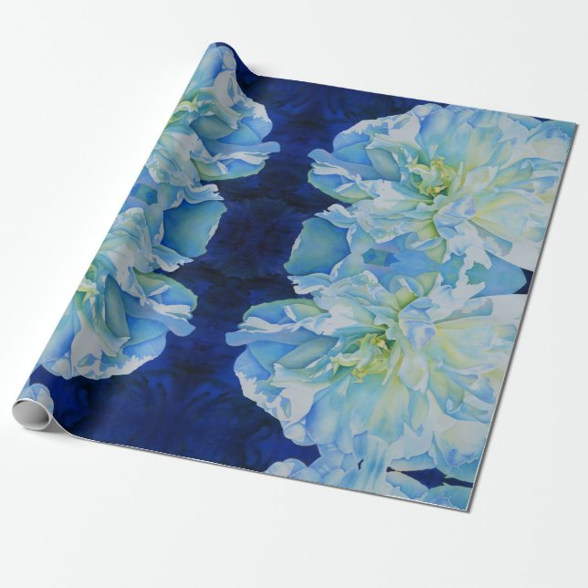 Elegantes aquamarines Blumenwasser Geschenkpapier (Ungerollt)