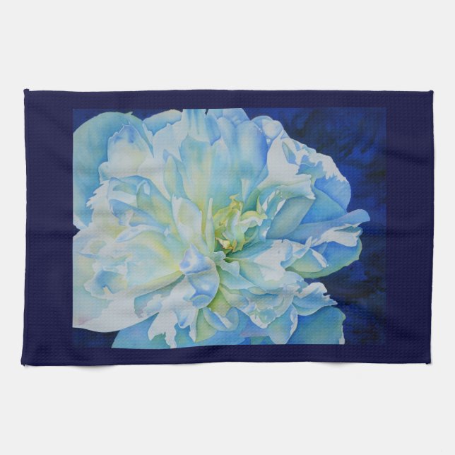 Elegantes aquamarines Blumenwasser Küchentuch (Horizontal)