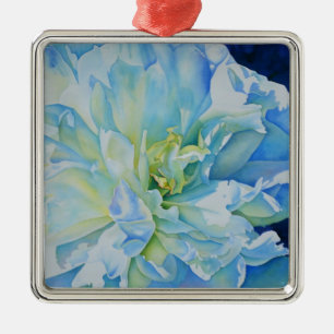 Elegantes aquamarines Blumenwasser Silbernes Ornament