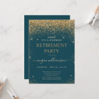 Elegantes Aquamarines Gold Glitzer Retirement Part