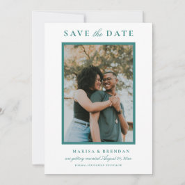 Elegantes Aquamarines Grünes Hochzeitssemble Foto Save The Date