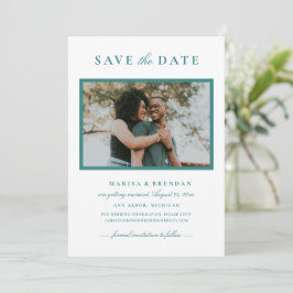 Elegantes Aquamarines Grünes Hochzeitssemble Foto Save The Date