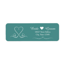 Elegantes Aquamarines Hochzeitsherz-Etikett