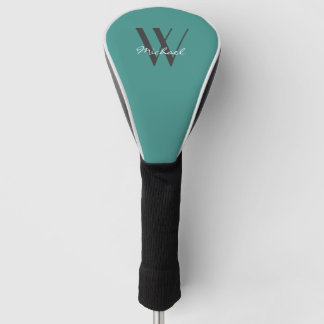 Elegantes Aquamarines Monogramm-Add-Name-Skript Golf Headcover
