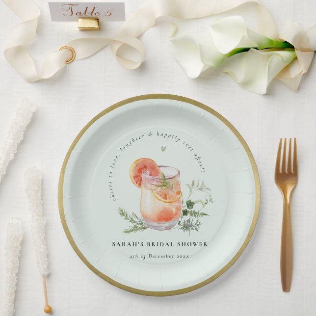 Elegantes Aquamarines Orange Green Cocktail Brautp Pappteller (Hochzeit)