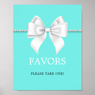 Elegantes Aquamarines Tiffany Baby Shower Guest Fa Poster