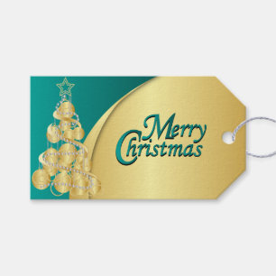 Elegantes aquamarines und Goldweihnachten Geschenkanhänger