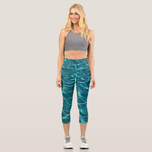 Elegantes, aquamarines Wassermuster Seewellen Capri Leggings