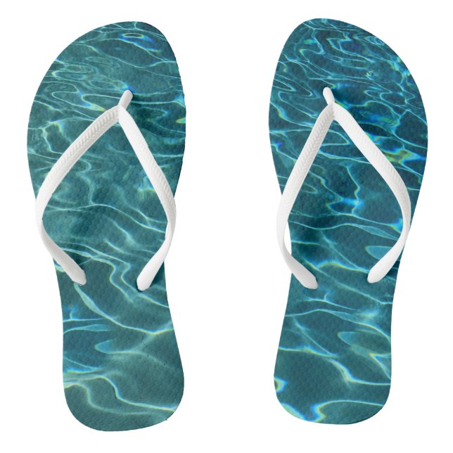 Elegantes, aquamarines Wassermuster Seewellen Flip Flops (Fußbett)