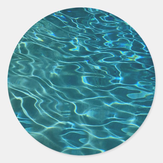 Elegantes, aquamarines Wassermuster Seewellen Runder Aufkleber (Vorderseite)
