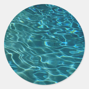Elegantes, aquamarines Wassermuster Seewellen Runder Aufkleber
