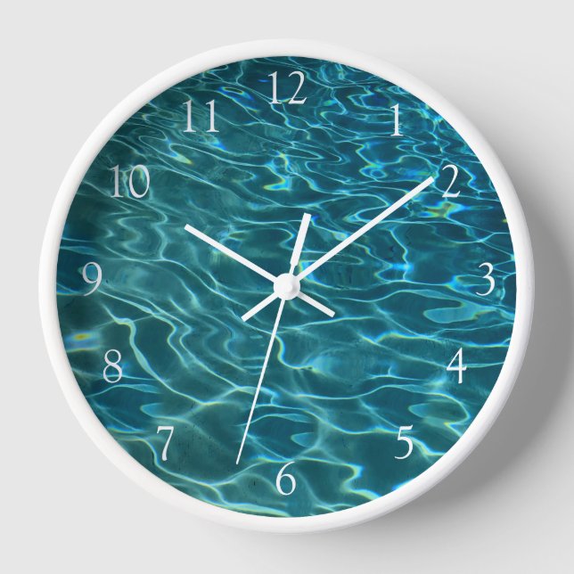 Elegantes, aquamarines Wassermuster Seewellen Uhr (Vorderseite)
