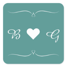 Elegantes Aquamarines Wedding Heart Monogram Lette