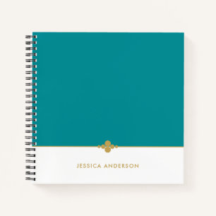 Elegantes Aquamarines White Gold Personalisiert Notizbuch