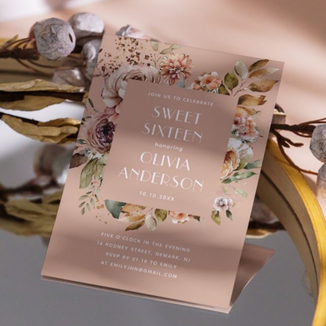 Elegantes Aquarell blass pink Süß 16 Einladung (Von Creator hochgeladen)