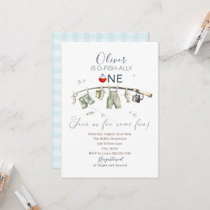 Elegantes Aquarell Ein kleiner Fischer zum Geburts Einladung