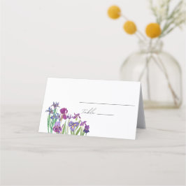 Elegantes Aquarell Iris Blume Hochzeit Platzkarte