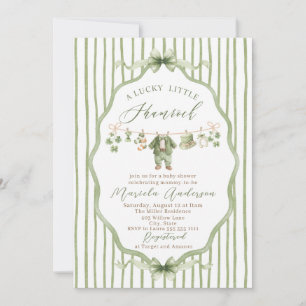 Elegantes Aquarell kleines Kleeblatt Patricks Baby Einladung