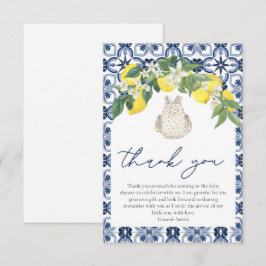 Elegantes Aquarell Lemon Positano Babydusche Dankeskarte