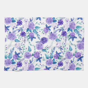 Elegantes Aquarell-Lila-Blumenbouquet Geschirrtuch