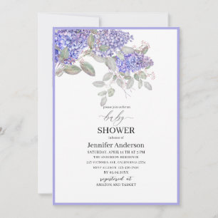 Elegantes Aquarell Lilac Blume Baby Shower Invit Einladung