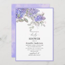 Elegantes Aquarell Lilac Blume Kinderdusche Einladung
