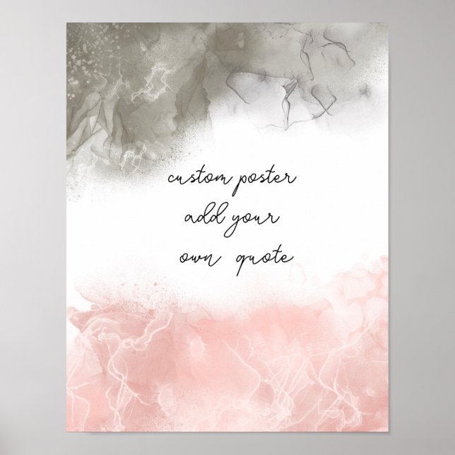 Elegantes Aquarell-Poster mit Text grau und rosa Poster (Vorne)
