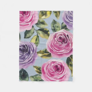 Elegantes Aquarell-Rosen-Blumendesign Fleecedecke