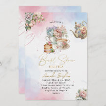 Elegantes Aquarell Tee Party Mädchen Rosa Goldbrid