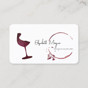 Elegantes Aquarell Weinfleck Weinglas Visitenkarte