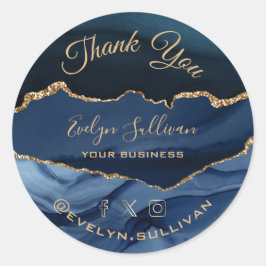 elegantes Aquarellblau-Spiel Danke Runder Aufkleber