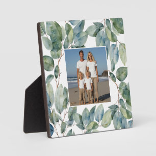 Elegantes Aquarellfarben-Blätter Eukalyptus-Foto Fotoplatte