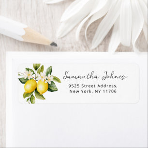 Elegantes Aquarellfarben Lemon Rücksendeadresse-La