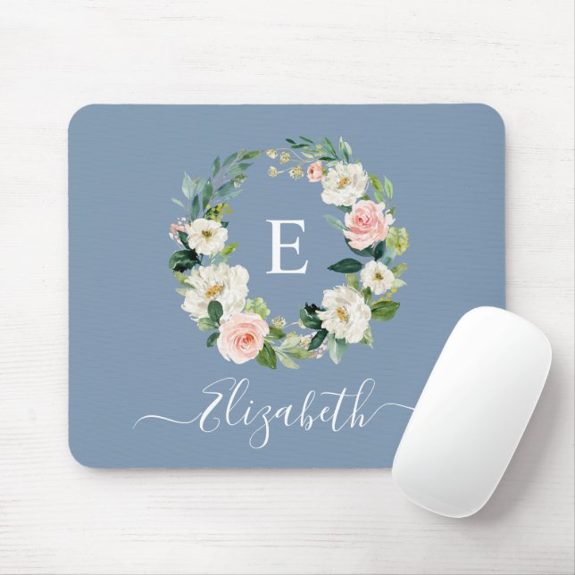 Elegantes Aquarellfarben Rosa Blütenfarben Mousepad (Mit Mouse)