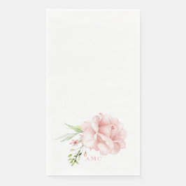 Elegantes Aquarellfarbenmonogramm Rosa Blütenfarbe Serviette