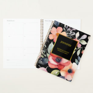 Elegantes Aquarellgold Blume beruflich Planer