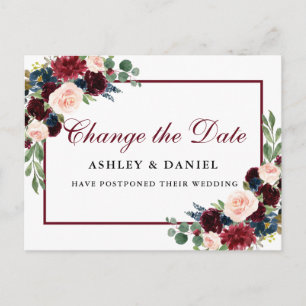 Elegantes Aquarellgoldfarben ändern Datum Postkarte