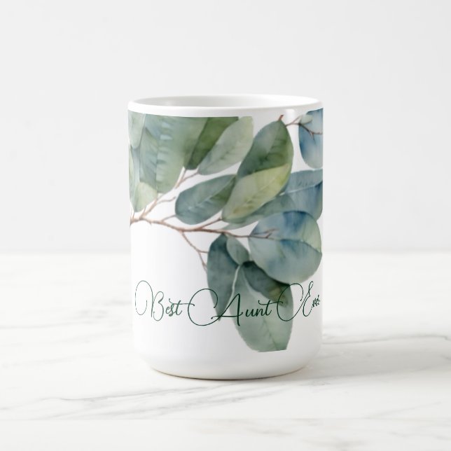 Elegantes Aquarellgrün Eukalyptus Tante Kaffeetasse (Mittel)