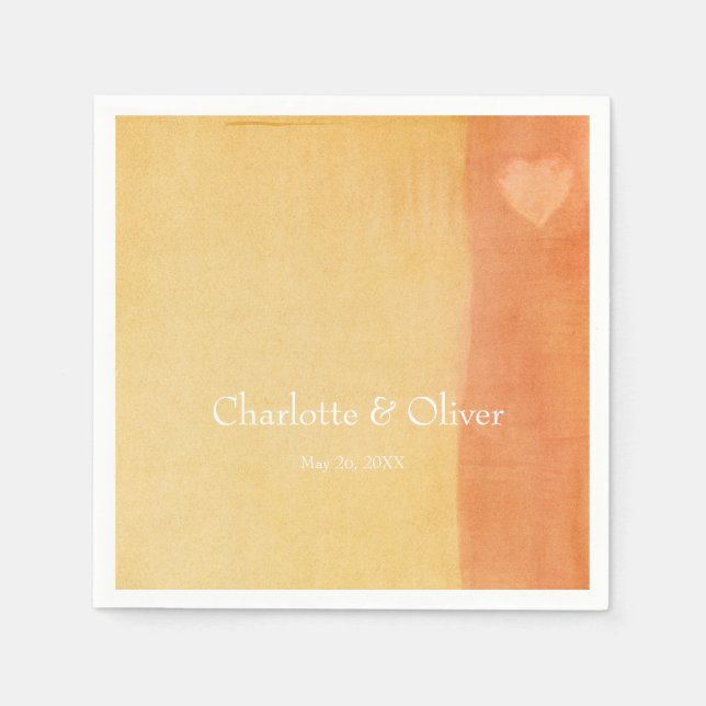 Elegantes Aquarellherz Serviette (Vorderseite)