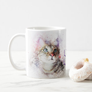 Elegantes Aquarellkat Portrait I Liebe Cat's Kaffeetasse