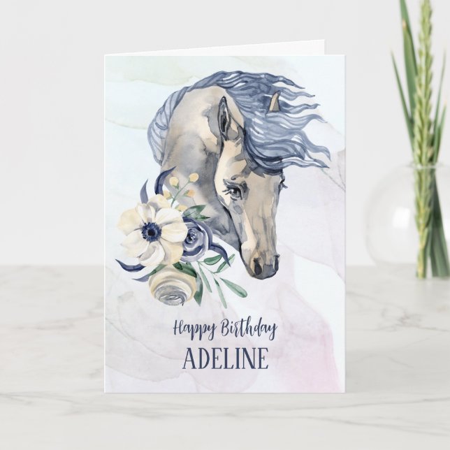 Elegantes Aquarellpferd Geburtstagskarte Dankeskarte (Vorderseite)