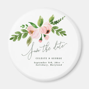 Elegantes Aquarellpink Save the Date Magnet
