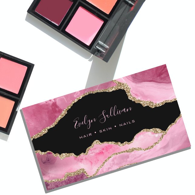 elegantes Aquarellpinke auf schwarz Visitenkarte (Von Creator hochgeladen)