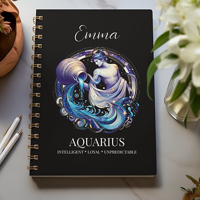Elegantes Aquarius Zodiac Custom Journal Notizbuch (Von Creator hochgeladen)