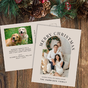 Elegantes Arch Foto Frohe Weihnachts Taupe Feiertagspostkarte